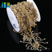 Clear Crystal Glass Tassels Chain Costume Trim Costura Apliques cadena de diamantes de imitación para la boda vestido nupcial accesorios